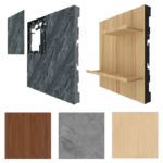 木目　コンクリート　鉄　壁面　LEDビジョン　販売　内装　柱